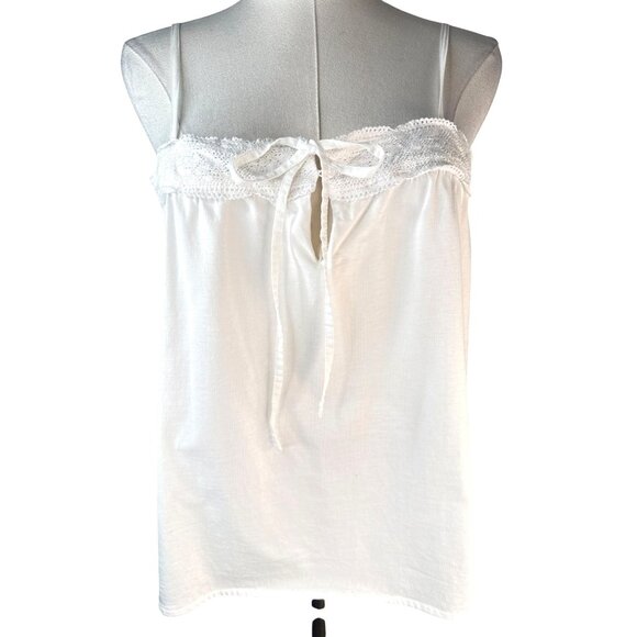 ZARA Home Medium White Lace Trim Cotton Camisole Tank - Picture 6 of 14